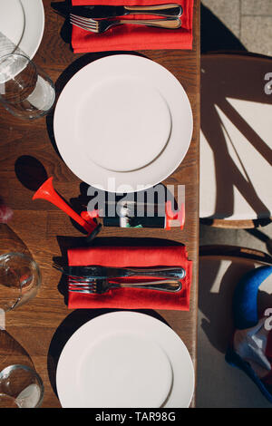 Fan whistle on table and plate Stock Photo