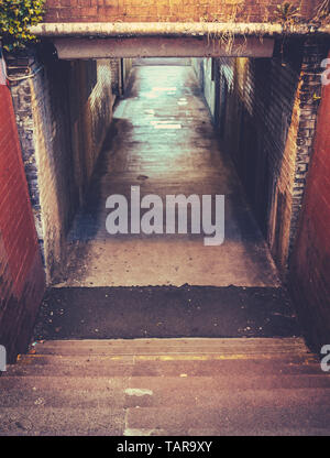 Grungy, Dangerous Underpass At A City Railway Or Subway Station Stock Photo