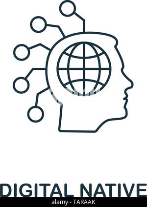 Digital Native icon outline style. Thin line design from fintech icons collection. Pixel perfect digital native icon for web design, apps, software Stock Vector