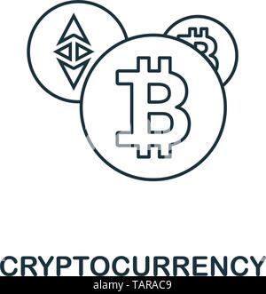Cryptocurrency icon outline style. Thin line design from fintech icons collection. Pixel perfect cryptocurrency icon for web design, apps, software Stock Vector