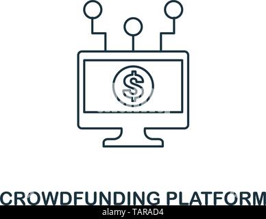 Crowdfunding Platform icon outline style. Thin line design from fintech icons collection. Pixel perfect crowdfunding platform icon for web design Stock Vector
