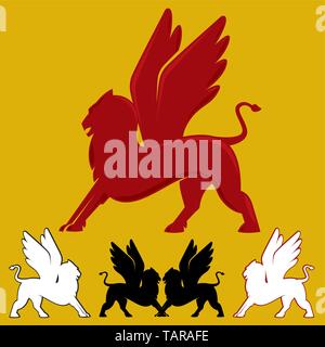 Vector illustration of griffin symbol isolated and versions. Stock Vector