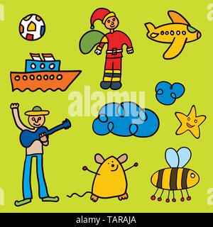 Vector illustration. Set of figures in kiddy style. eps10. Stock Vector