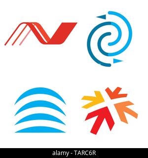Four simple arrow or lineal logos in geometric form. Vector illustration. eps10. Stock Vector