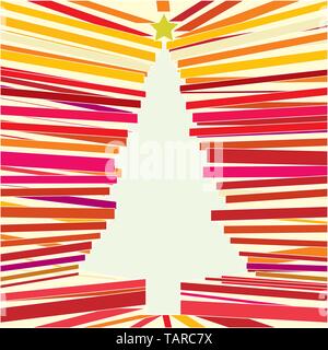 Christmas line tree in red tones. Vector illustration. eps10. Stock Vector