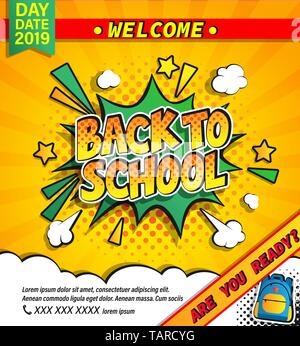 Back to school invitation banner. Stock Vector