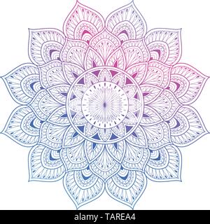 Colored yoga style vector mandala tribal illustration Stock Vector