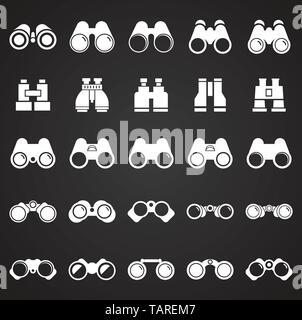 Binocular icons set on black background for graphic and web design. Simple vector sign. Internet concept symbol for website button or mobile app. Stock Vector