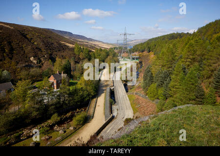 Woodhead 3 Derbyshire view from above the old railway line trans-Pennine tunnel. Owners National Grid plc use the tunnel to carry electricity cables Stock Photo