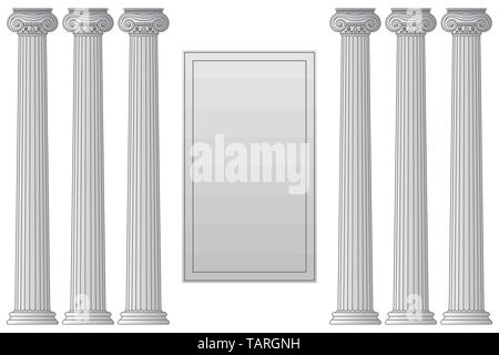 Template with historical antique greek columns with place for text Vector line illustration Stock Vector