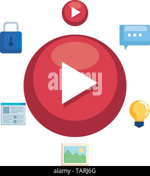 media player button and social marketing Stock Vector