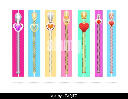 Lol zipper. Surprise doll unzip collection, fashion cute lock zips for baby dolls vector illustration Stock Vector