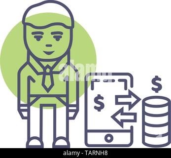 Mobile payment icon- technology mobile payment vector sign and symbol Stock Vector