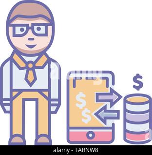 Mobile payment icon- technology mobile payment vector sign and symbol Stock Vector