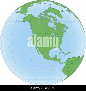 Earth globe with focused on North America Stock Vector