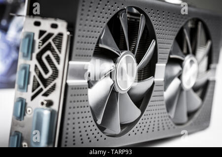 Professional PC Gaming Graphic Card GPU Close Up Stock Photo