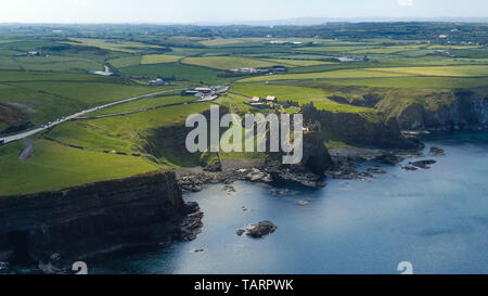 Flight around Dunluce Castle in North Ireland - travel photography Stock Photo