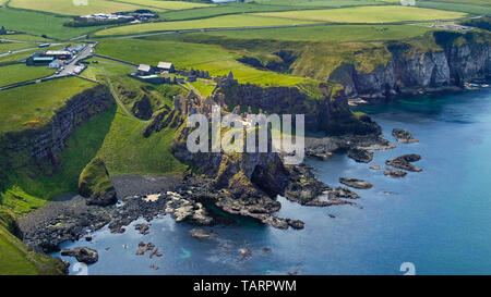 Flight around Dunluce Castle in North Ireland - travel photography Stock Photo