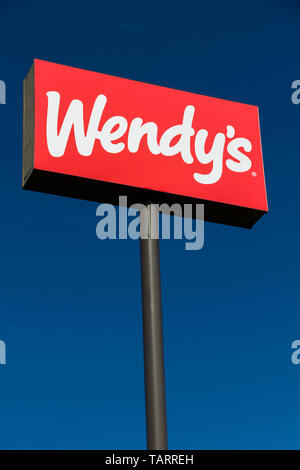 HUDSON, WI/USA - MAY 12, 2019: Wendy's fast food restaurant exterior and sign. Stock Photo