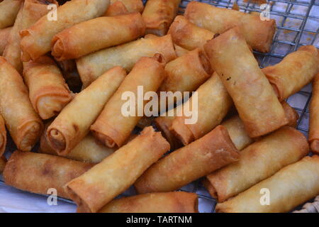 Spring Rolls Recipe With Chicken, Pork, Tofu, vegetable Stock Photo
