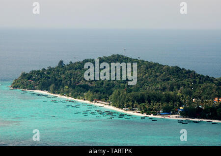 Top view of Chado Cliff view point on Adang island, From here you can see Koh Lipe Stock Photo