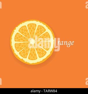 Orange slice on orange background with text Stock Vector