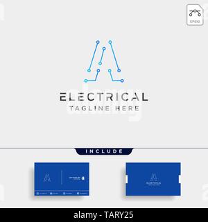 connect or electrical a logo design vector icon element isolated with business card include Stock Vector