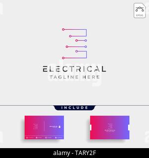 connect or electrical e logo design vector icon element isolated with business card include Stock Vector