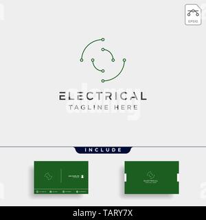 connect or electrical o logo design vector icon element isolated with business card include Stock Vector