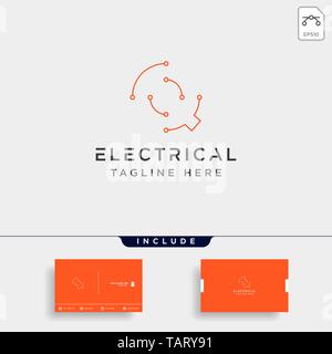 connect or electrical q logo design vector icon element isolated with business card include Stock Vector