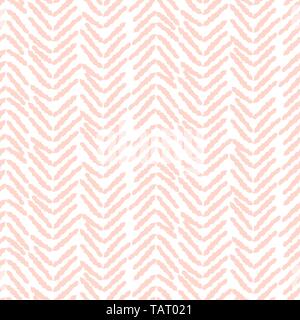 Herringbone soft pink hand drawn simple seamless texture. Stock Vector