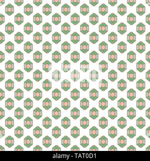 Gems geometric pattern with gold line style shapes seamless repeat. Stock Vector