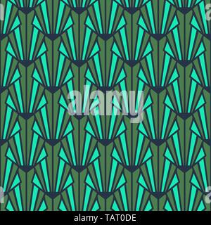 Art Deco seamless pattern emerald green vintage decorative texture. Stock Vector