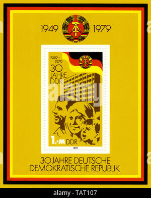 Historic postage stamps of the GDR, political motives, Historische Briefmarke der DDR, 30 Jahre Deutsche Demokratische Republik, 1979 Stock Photo