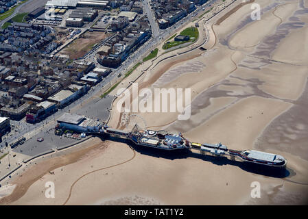 Blackpool central pier from the air, on a sunny summer day, north west England, UK Stock Photo