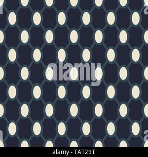 Geometric grid pattern with dark blue netted shapes seamless repeat. Stock Vector