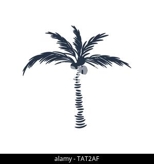 Palm tree silhouette icon vector isolated on white. Stock Vector