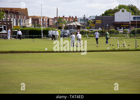 People playing crown green bowls Stock Photo