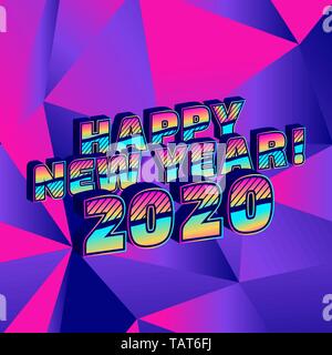 Happy New Year 2020 isometric duotone sign on the white background Stock Vector