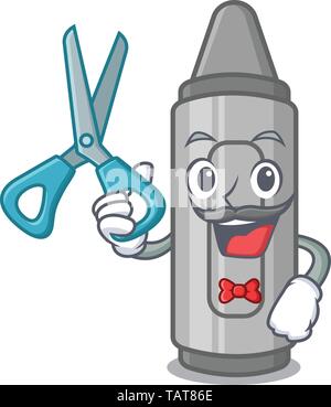 Barber grey crayon isolated with the cartoon Stock Vector