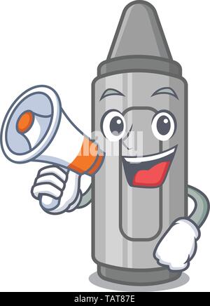 With megaphone grey crayon isolated with the cartoon Stock Vector