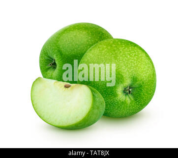 Green apples isolated on white background, granny smith Stock Photo