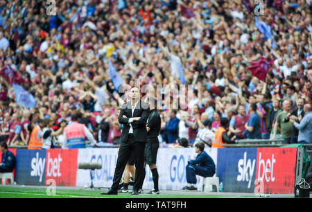 Derby manager Frank Lampard during the EFL Sky Bet  Championship Play-Off Final match between Aston Villa and Derby County at Wembley Stadium , London , 27 May 2019 Editorial use only. No merchandising. For Football images FA and Premier League restrictions apply inc. no internet/mobile usage without FAPL license - for details contact Football Dataco Stock Photo