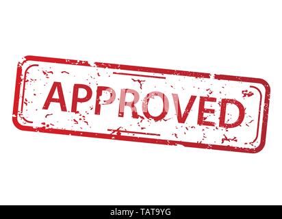 Rectangle red stamp with the words approved on white background Stock Vector