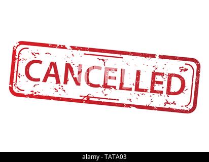 Rectangle red stamp with the words cancelled on white background Stock Vector