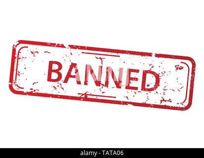 Rectangle red stamp with the words banned on white background Stock Vector