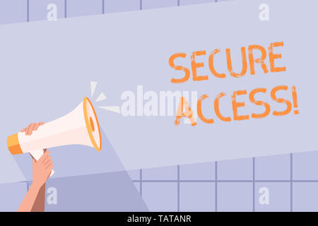 Handwriting text writing Secure Access. Conceptual photo enhance the security and cryptography perforanalysisce in devices Human Hand Holding Tightly  Stock Photo