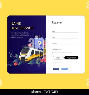 Web page design template for project delivery, transport, train. Modern vector illustration concepts. Stock Vector