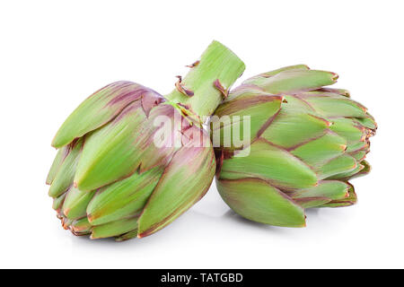 Fresh Artichokes isolated on white background closeup Stock Photo