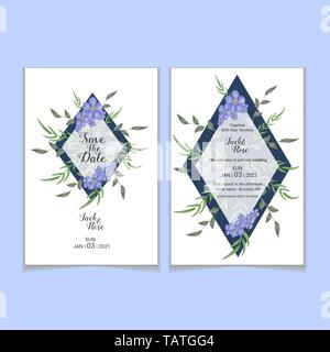 Beautiful Floral Wedding Invitation Template Set. Watercolor Floral Frame Modern Style Stock Vector